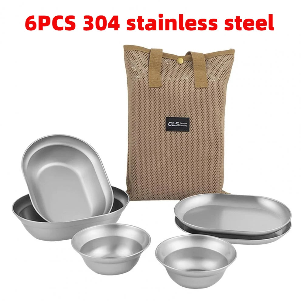 NOBANA Outdoor Portable Camping Dinnerware Set with Polished Utensils and Easy-to-Clean Plates