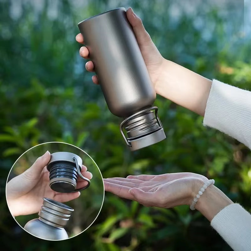 Titanium Water Bottle for Outdoor Activities - 600ml & 750ml Options for Camping, Sports, Cycling, and Hiking