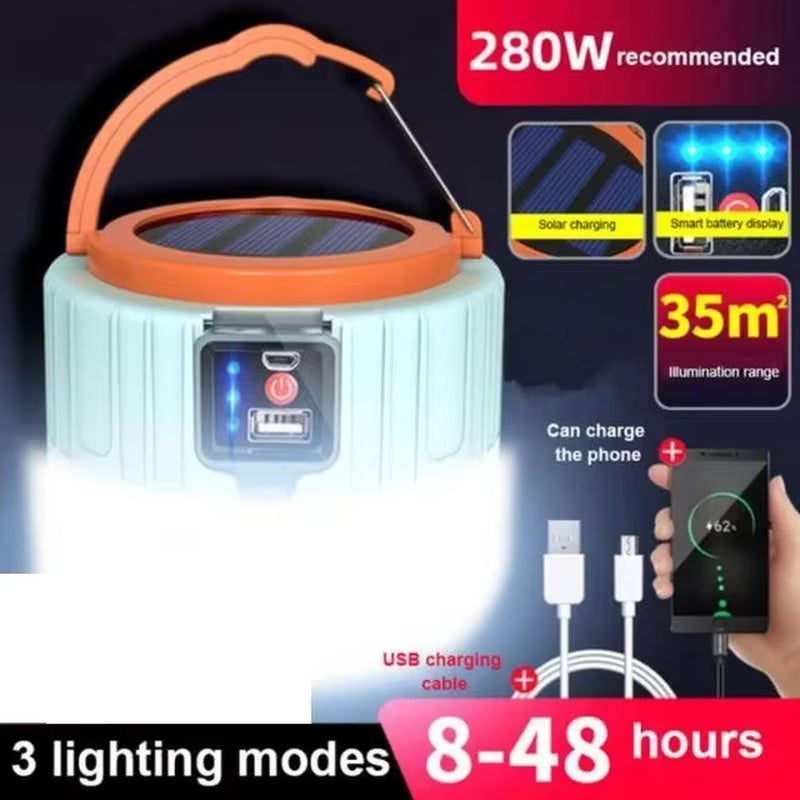Professional Outdoor Solar LED Camping Lanterns - USB Rechargeable Portable Emergency Lights for Fishing, Barbecue, and Camping Activities