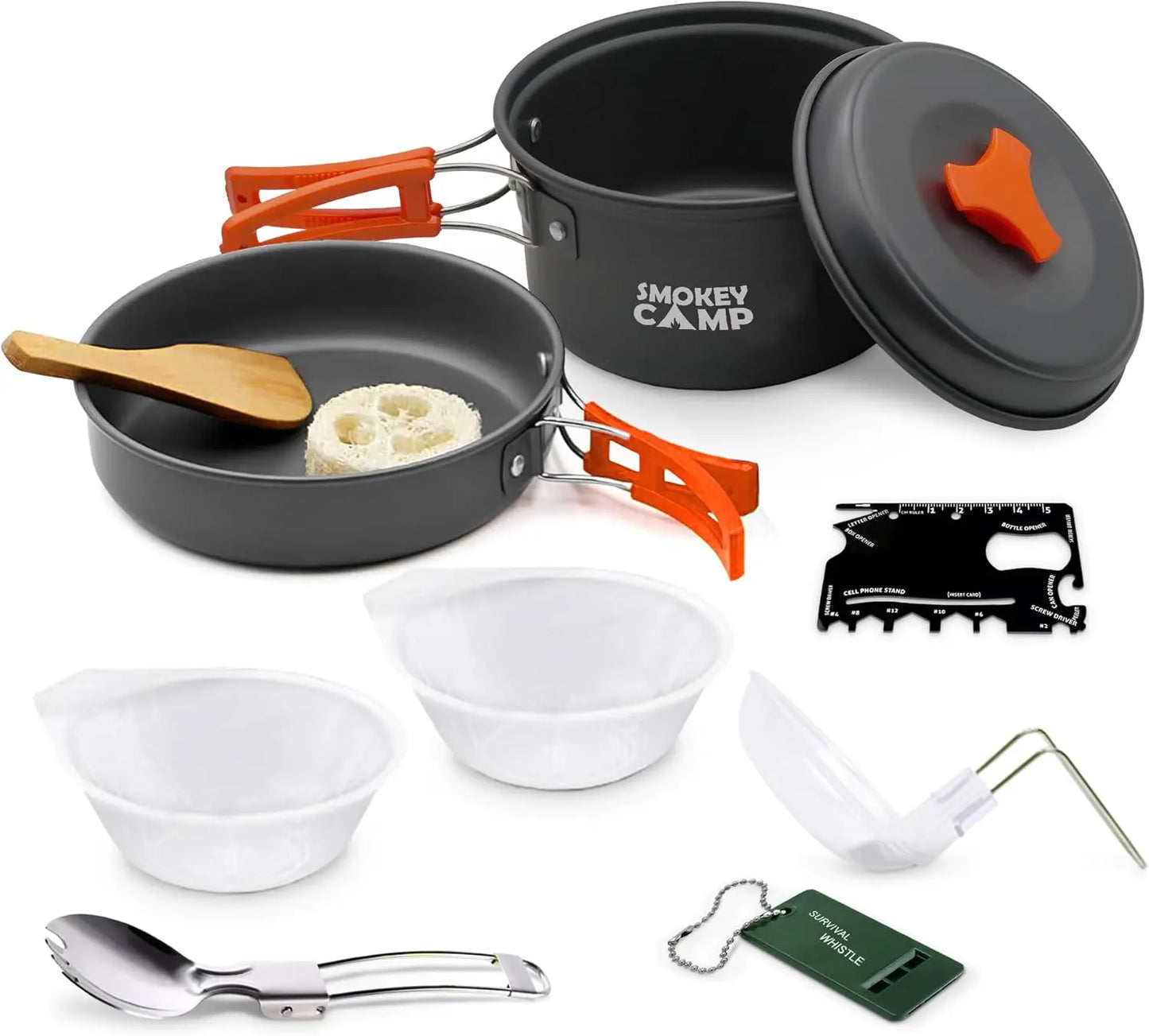 Premium Camping Cookware Set with Integrated Stove - Comprehensive Non-Stick Backpacking Pots and Pans