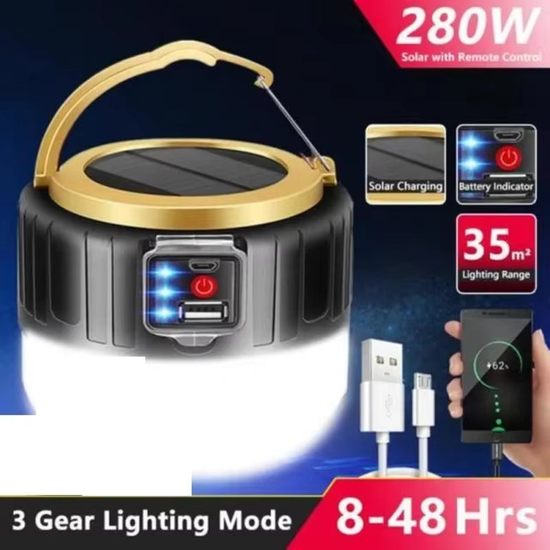 Professional Outdoor Solar LED Camping Lanterns - USB Rechargeable Portable Emergency Lights for Fishing, Barbecue, and Camping Activities
