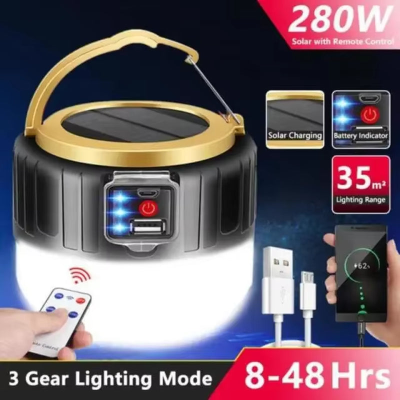 Professional Outdoor Solar LED Camping Lanterns - USB Rechargeable Portable Emergency Lights for Fishing, Barbecue, and Camping Activities
