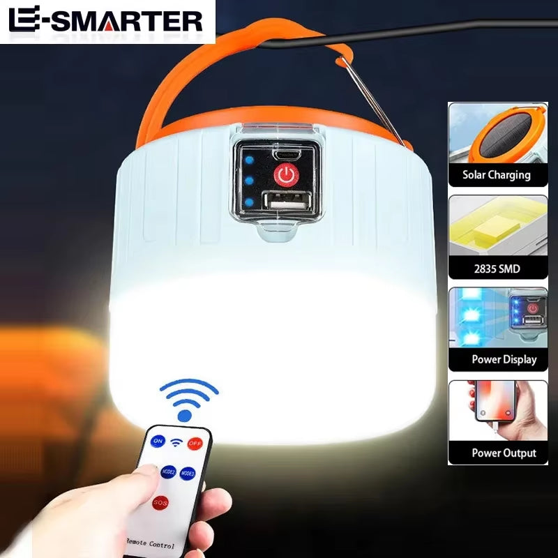 Professional Outdoor Solar LED Camping Lanterns - USB Rechargeable Portable Emergency Lights for Fishing, Barbecue, and Camping Activities