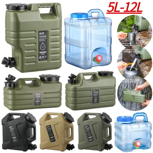 Large Capacity 5-12L Portable Camping Water Canister with Detachable Faucet for Outdoor Travel