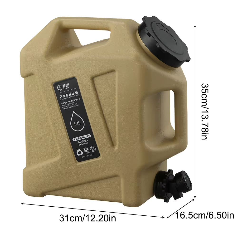 Large Capacity 5-12L Portable Camping Water Canister with Detachable Faucet for Outdoor Travel