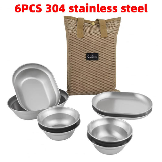 NOBANA Outdoor Portable Camping Dinnerware Set with Polished Utensils and Easy-to-Clean Plates