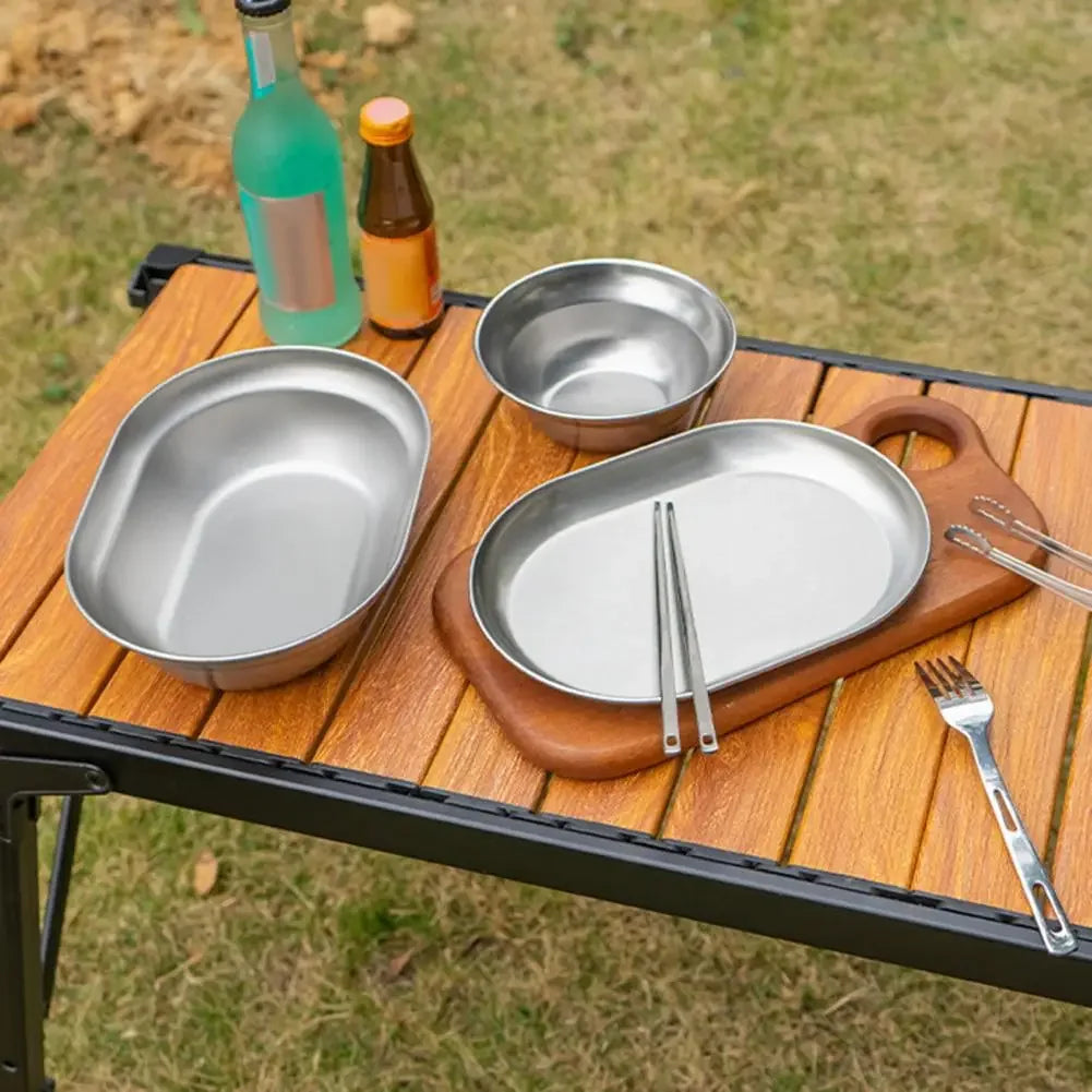 NOBANA Outdoor Portable Camping Dinnerware Set with Polished Utensils and Easy-to-Clean Plates