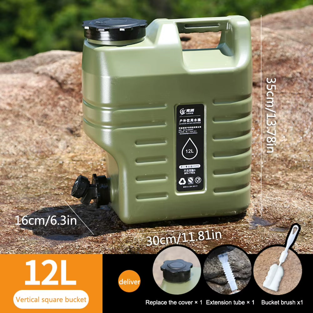 Large Capacity 5-12L Portable Camping Water Canister with Detachable Faucet for Outdoor Travel