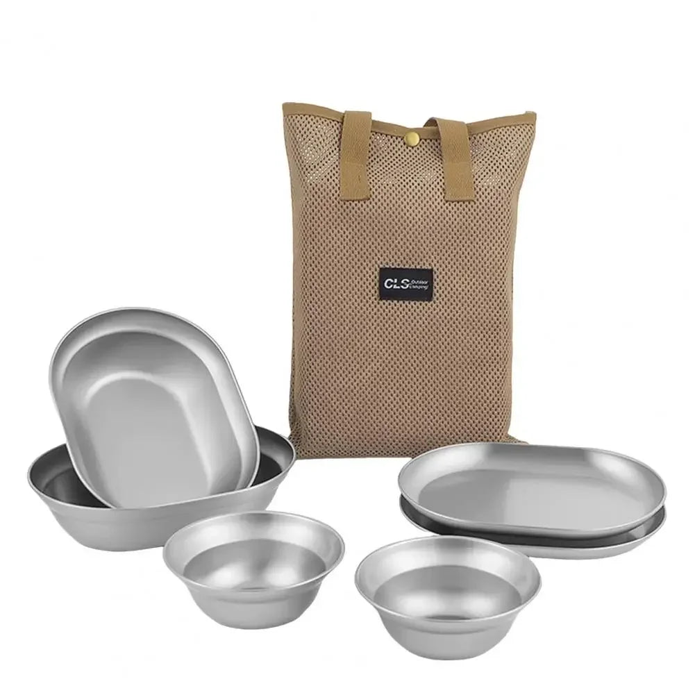 NOBANA Outdoor Portable Camping Dinnerware Set with Polished Utensils and Easy-to-Clean Plates