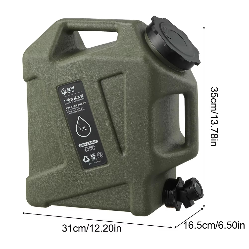 Large Capacity 5-12L Portable Camping Water Canister with Detachable Faucet for Outdoor Travel