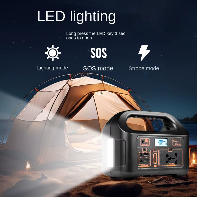 100W Portable Outdoor Generator with 24000mAh Power Bank, 110V/220V Output, and LED Display for Camping and Fishing