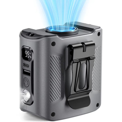 10,000mAh Portable Waist Fan with Power Bank and LED Lighting - 5-Speed High-Performance Cooling Neck Fan for Outdoor Use