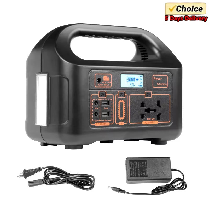 100W Portable Outdoor Generator with 24000mAh Power Bank, 110V/220V Output, and LED Display for Camping and Fishing