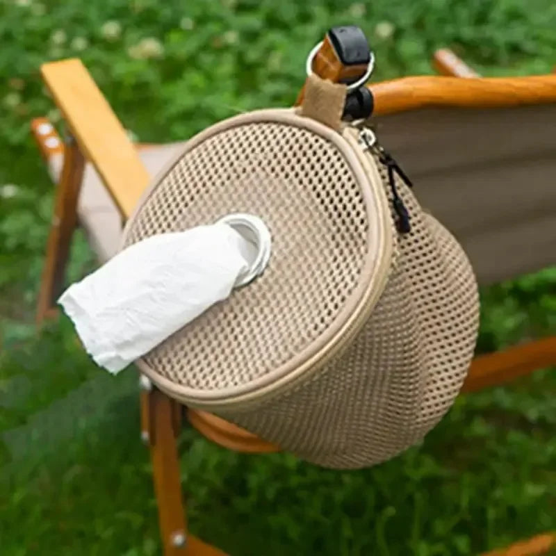 Portable Outdoor Camping Tissue Holder with Hook - Hanging Napkin and Paper Roll Storage Solution