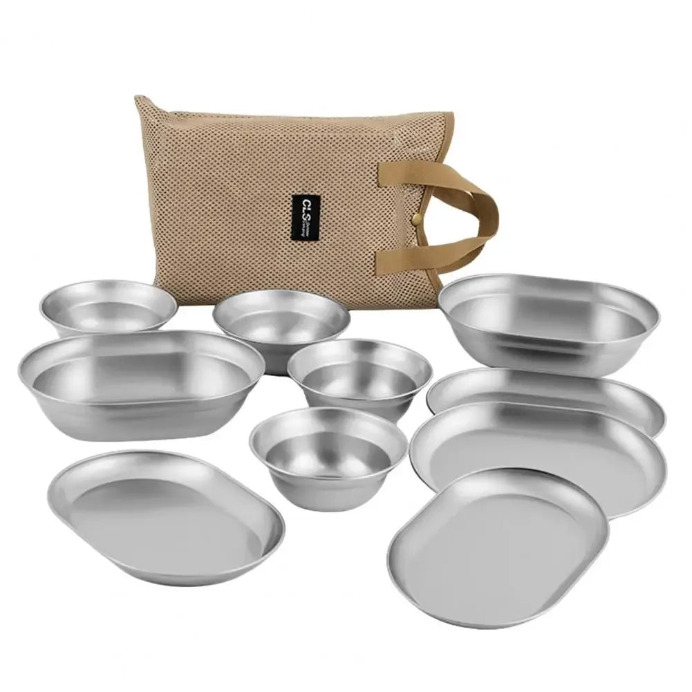 NOBANA Outdoor Portable Camping Dinnerware Set with Polished Utensils and Easy-to-Clean Plates