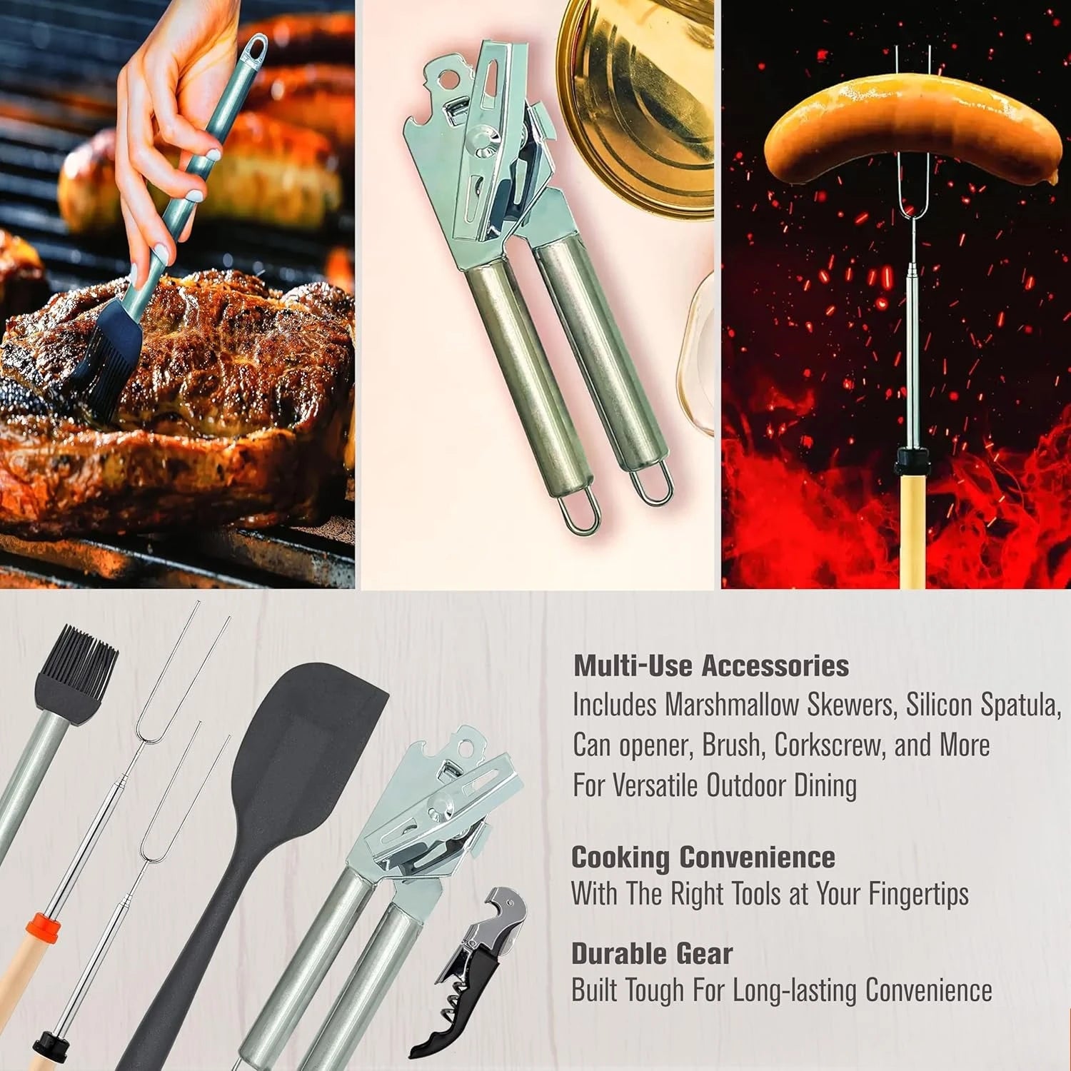 Professional Outdoor Grilling and Camping Utensils Set - Comprehensive BBQ and Kitchen Accessories