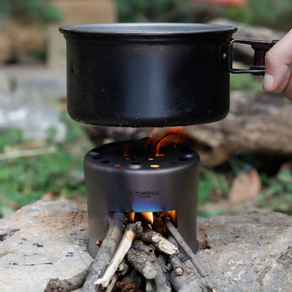 Premium Ultra-Lightweight Titanium Outdoor Wood Stove for Camping and Backpacking Culinary Needs