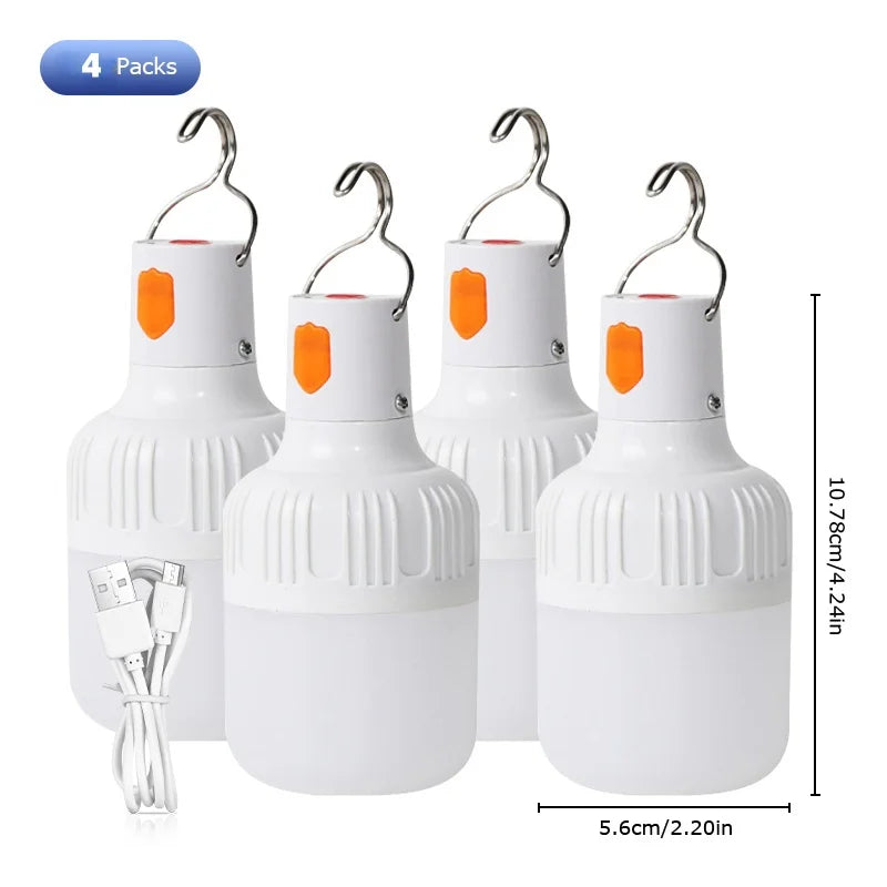 Rechargeable LED Portable Emergency Lighting - Set of 2 for Indoor and Outdoor Applications, Perfect for Camping, Barbecues, and Tents