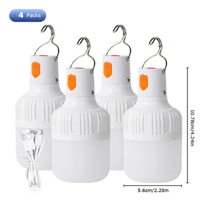 Rechargeable LED Portable Emergency Lighting - Set of 2 for Indoor and Outdoor Applications, Perfect for Camping, Barbecues, and Tents