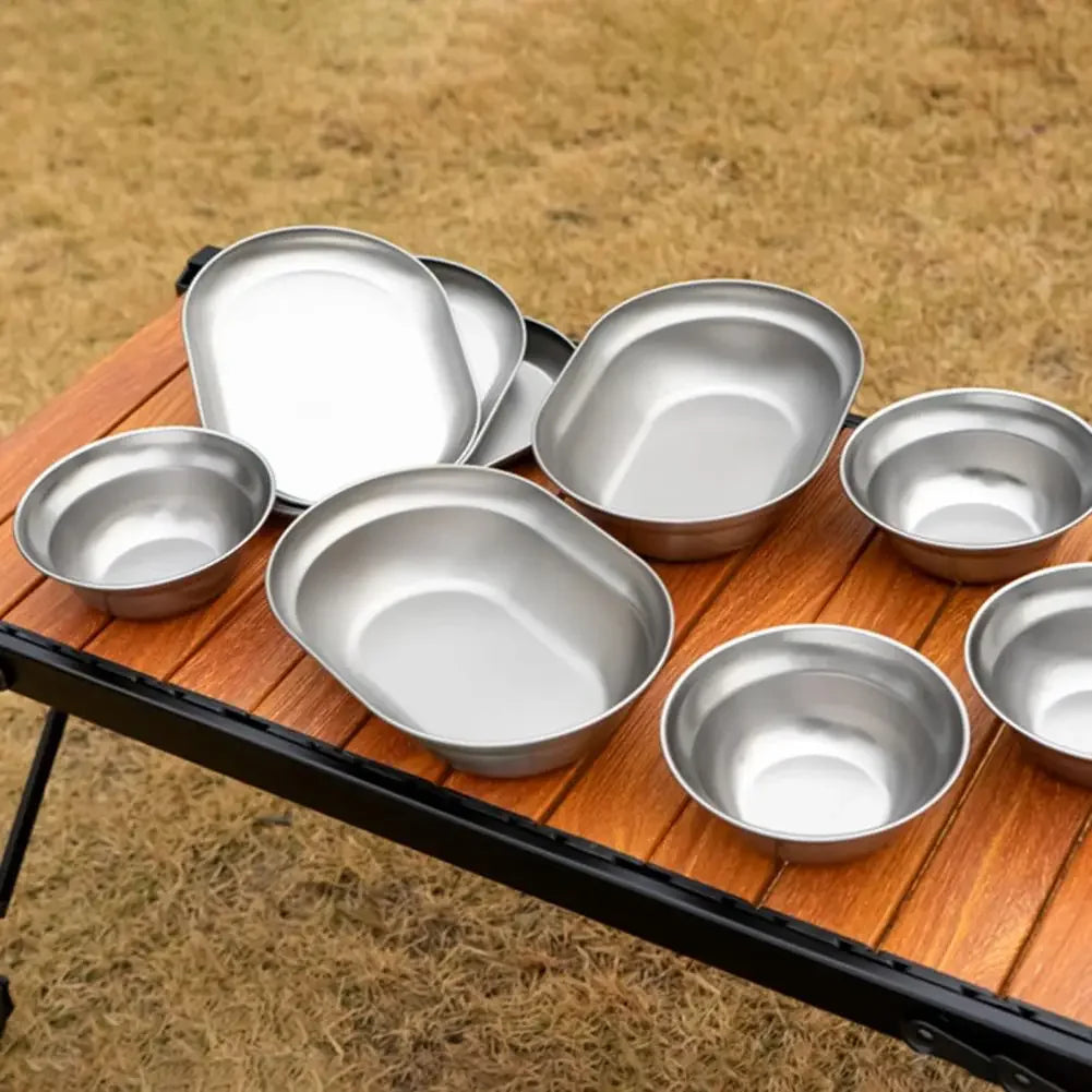 NOBANA Outdoor Portable Camping Dinnerware Set with Polished Utensils and Easy-to-Clean Plates