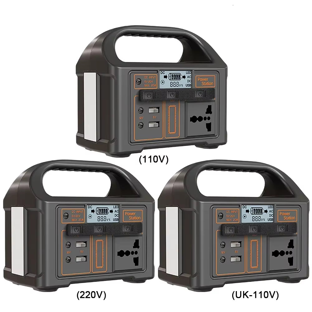 100W Portable Outdoor Generator with 24000mAh Power Bank, 110V/220V Output, and LED Display for Camping and Fishing
