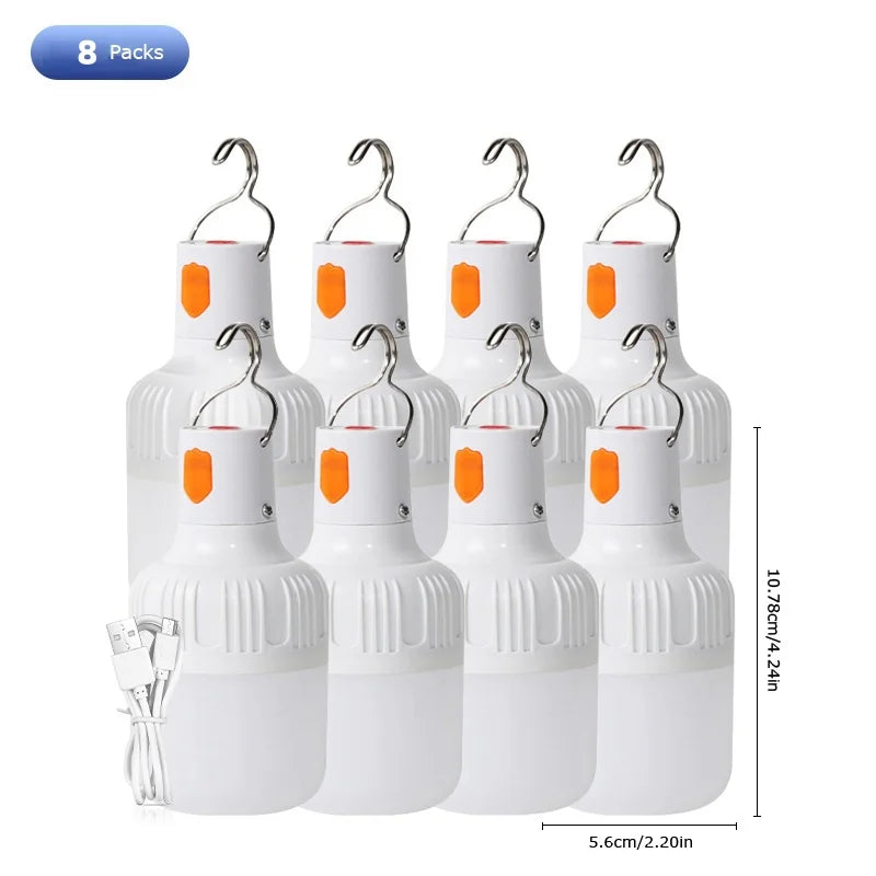 Rechargeable LED Portable Emergency Lighting - Set of 2 for Indoor and Outdoor Applications, Perfect for Camping, Barbecues, and Tents
