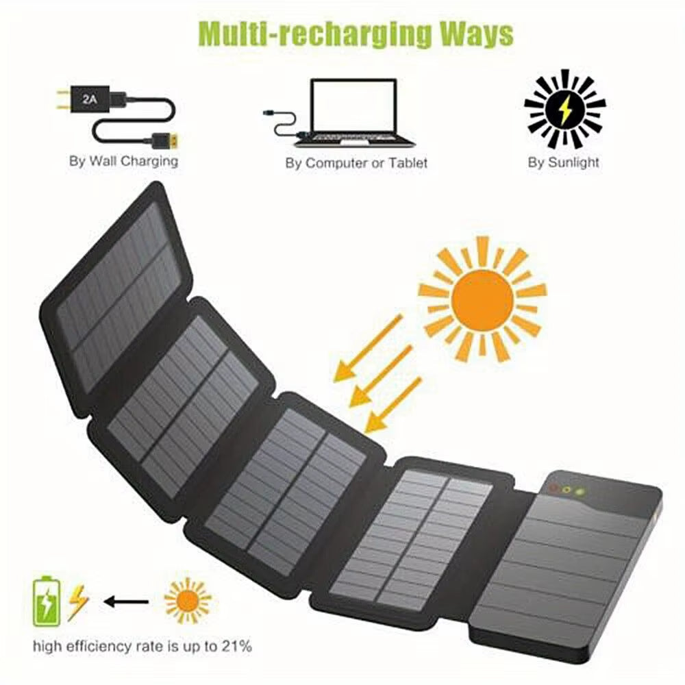 Portable Solar Power Bank for Mobile Devices - Ideal for Camping and Outdoor Use
