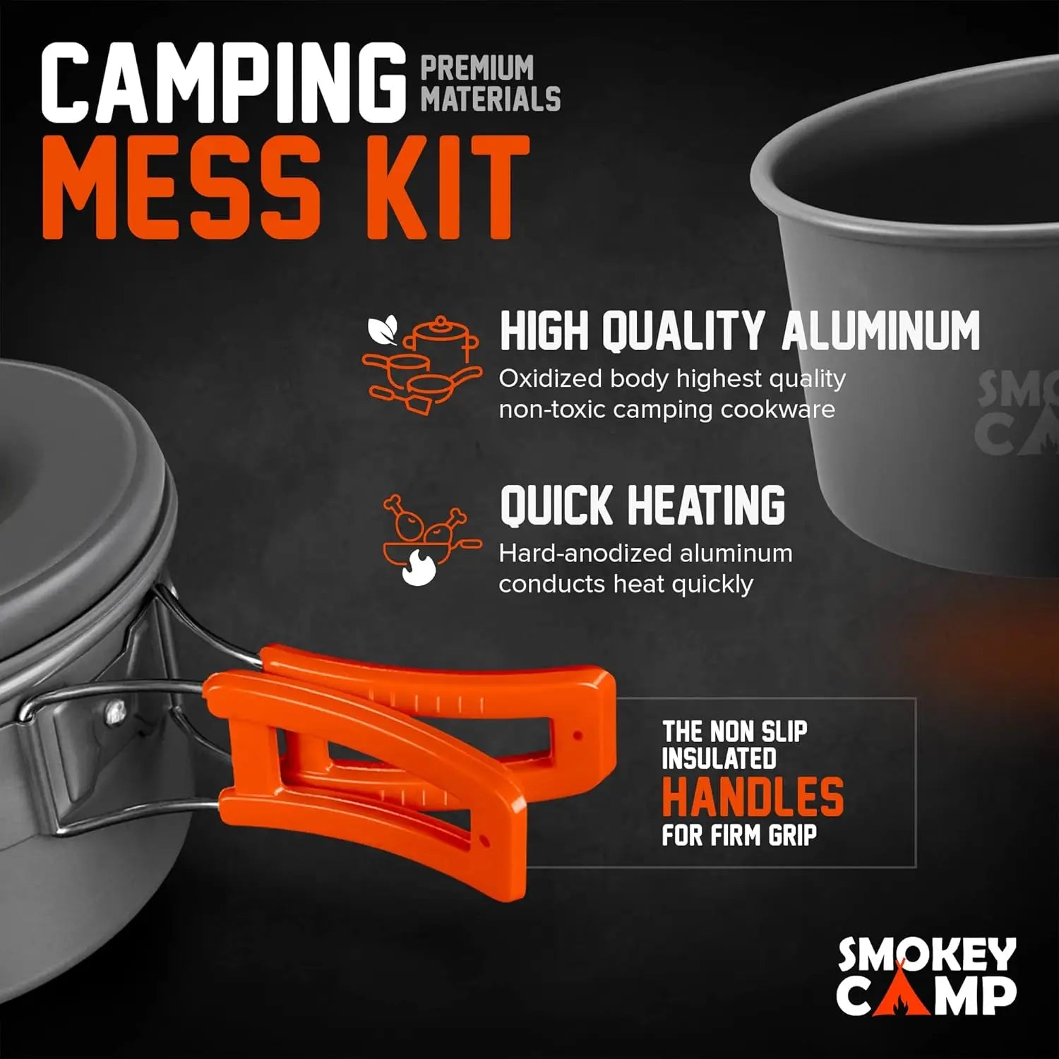Premium Camping Cookware Set with Integrated Stove - Comprehensive Non-Stick Backpacking Pots and Pans