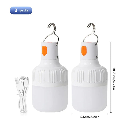 Rechargeable LED Portable Emergency Lighting - Set of 2 for Indoor and Outdoor Applications, Perfect for Camping, Barbecues, and Tents