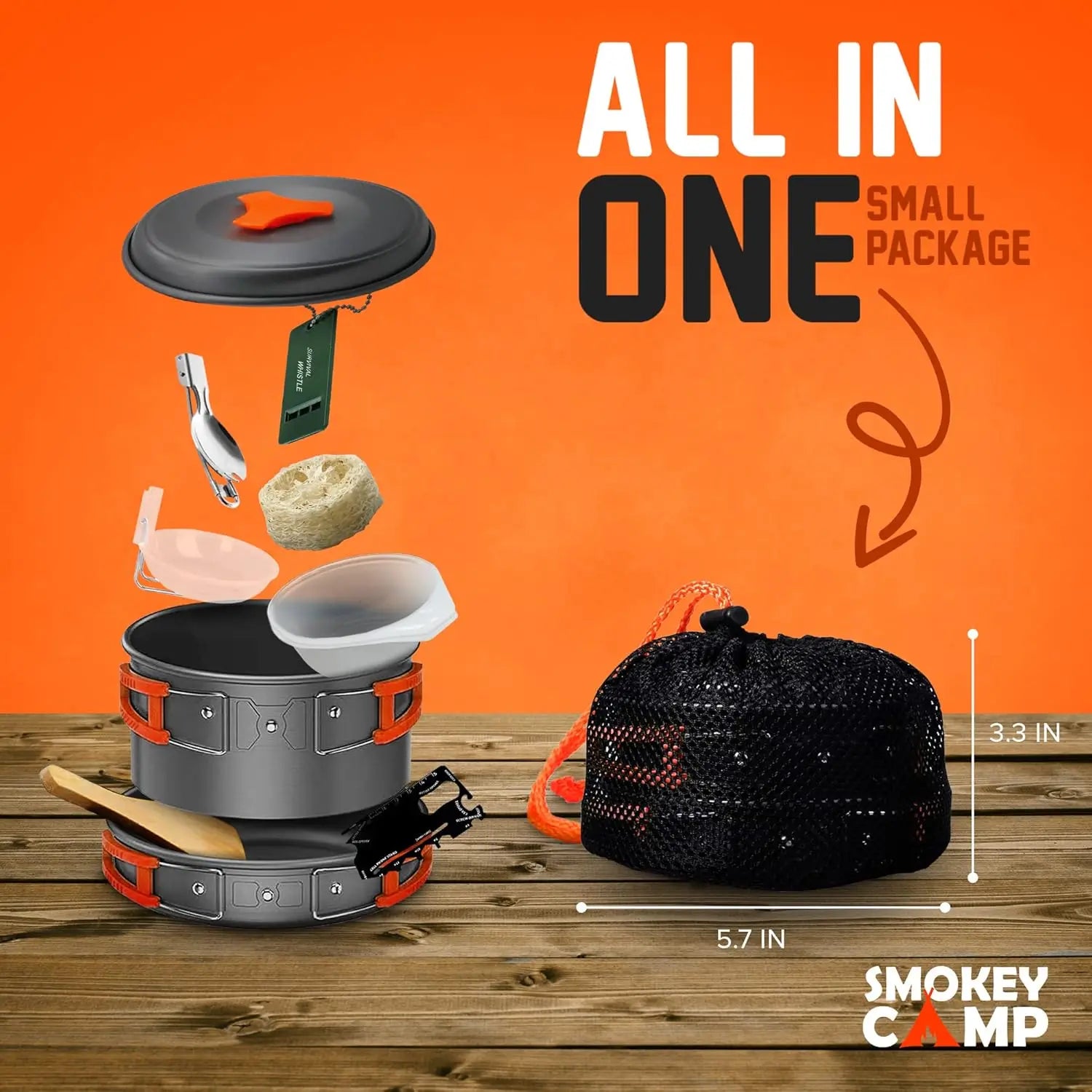 Premium Camping Cookware Set with Integrated Stove - Comprehensive Non-Stick Backpacking Pots and Pans