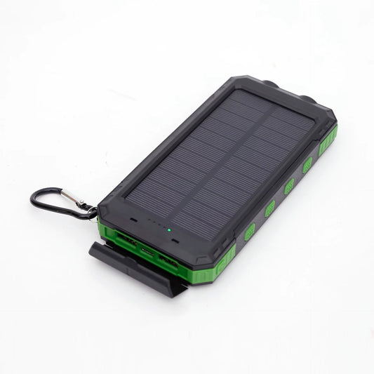 Portable Waterproof Solar Power Bank with Large Capacity and Compass for Outdoor Activities such as Mountain Climbing and Camping