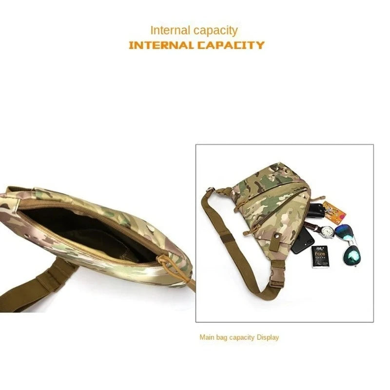 Camouflage Tactical Chest Bag - Waterproof Nylon Crossbody Messenger Bag for Men