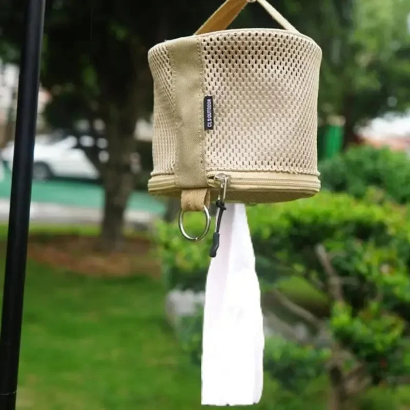 Portable Outdoor Camping Tissue Holder with Hook - Hanging Napkin and Paper Roll Storage Solution