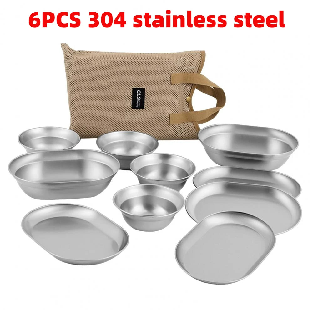 NOBANA Outdoor Portable Camping Dinnerware Set with Polished Utensils and Easy-to-Clean Plates